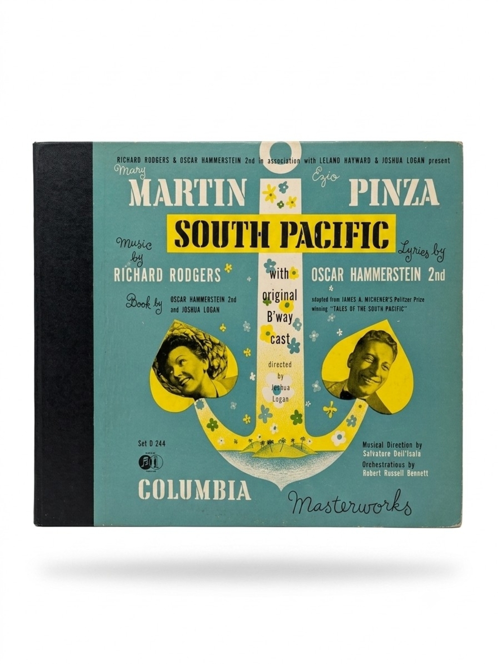 VTG. South Pacific 1949 Broadway Cast 78 RPM 7 Record Album Set Columbia D244